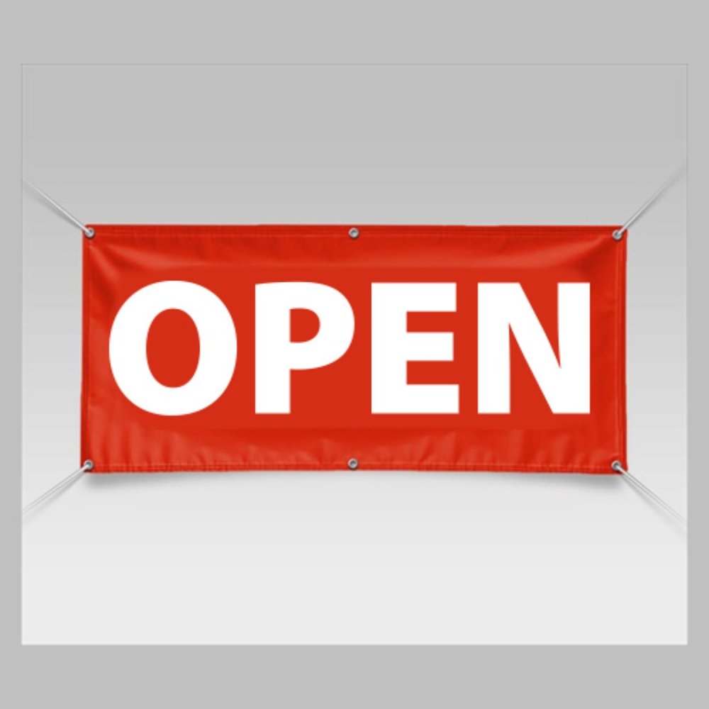 5ft. OPEN Generic Vinyl Banner Sign w/Grommets Durable Retail Shop Store Signage